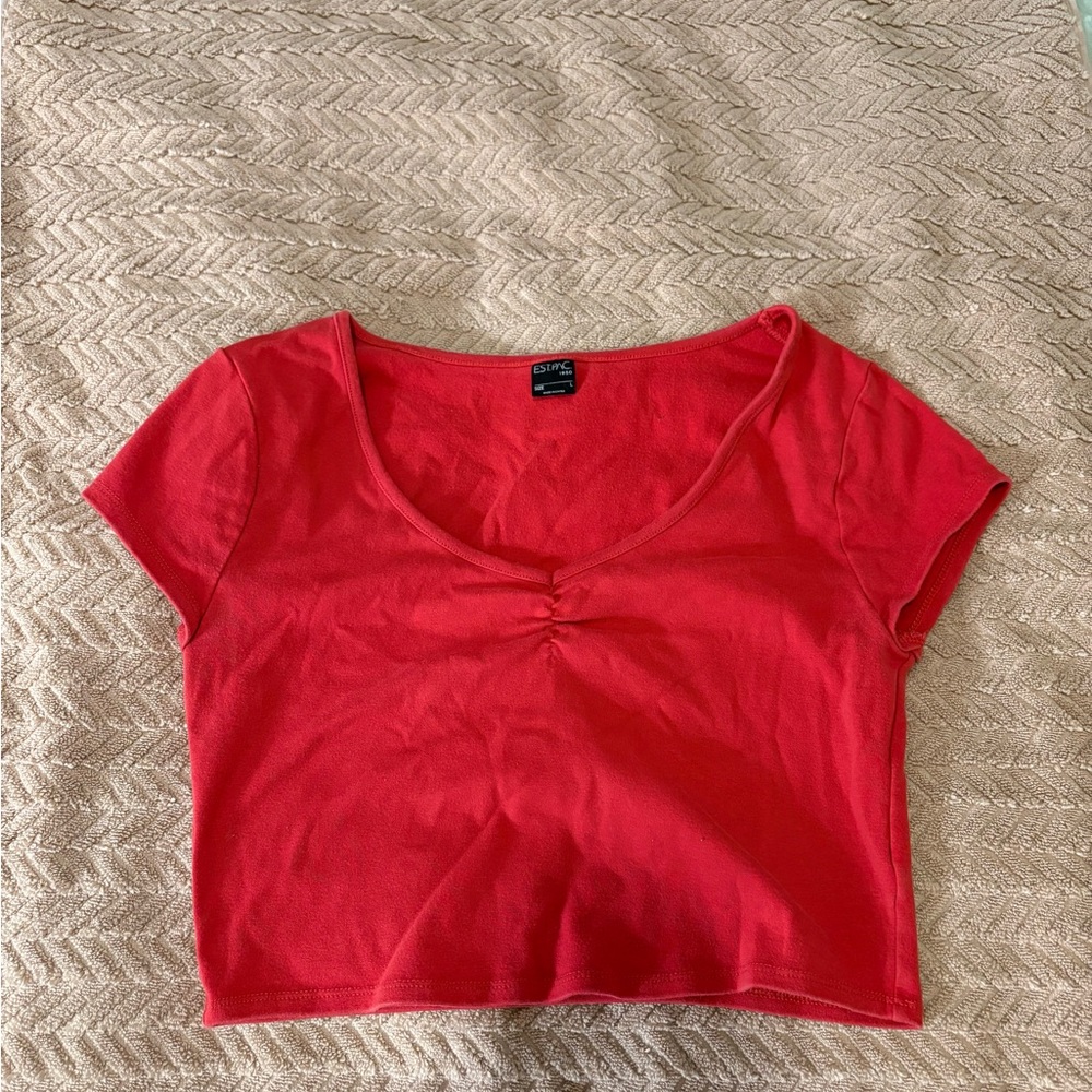 Pacsun V Neck Short Sleeved Crop Top
